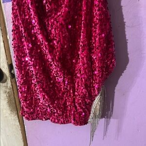 SHEIN Pink Sequin Bubble Mini Skirt